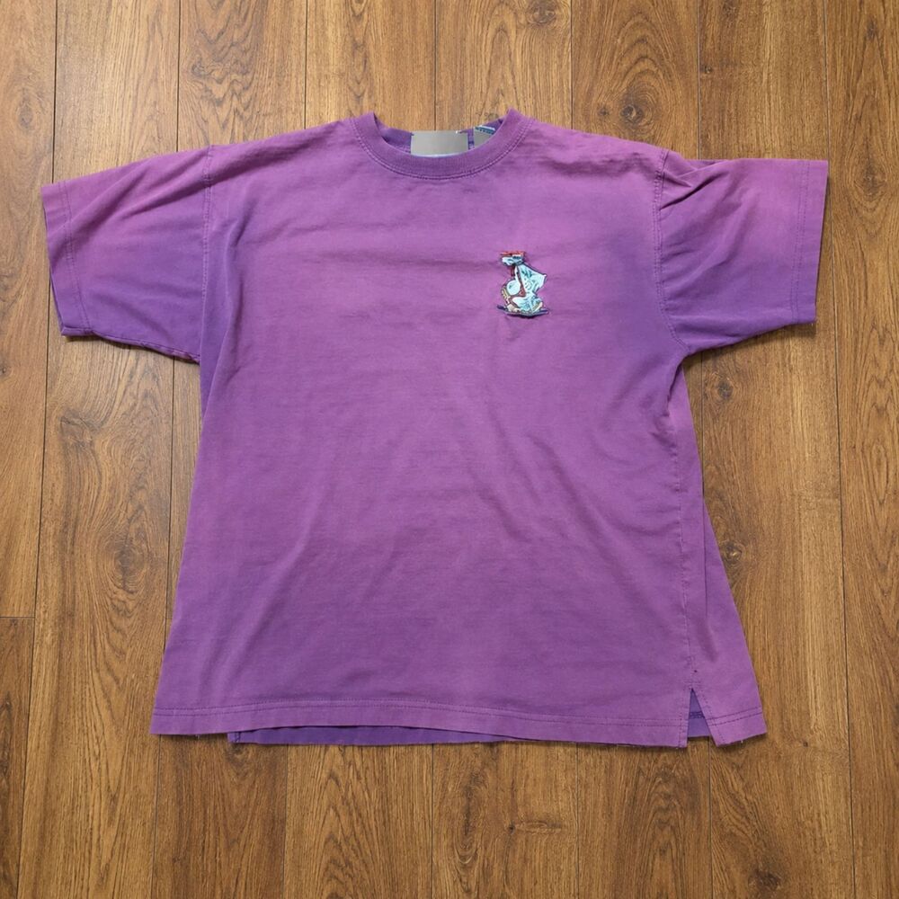 Popeye Sailor Man T Shirt Size Medium Baseball Embroidered Logo Purple Cartoon
